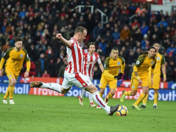 Charlie Adam takes Stoke's last minute penalty. Picture by Phil Westlake (PW Sporting Photography)
