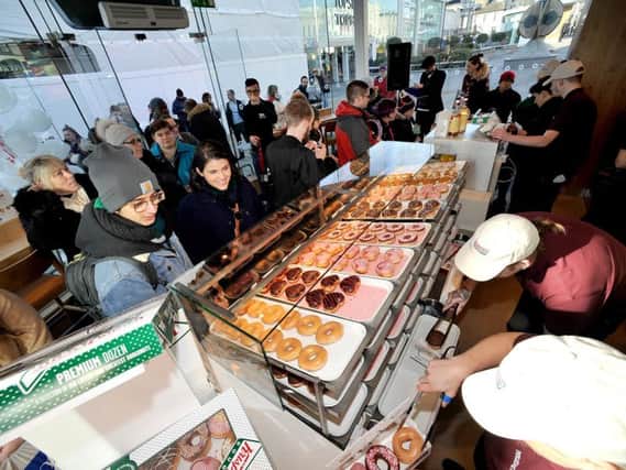 Krispy Kreme's opening day at Churchill Square