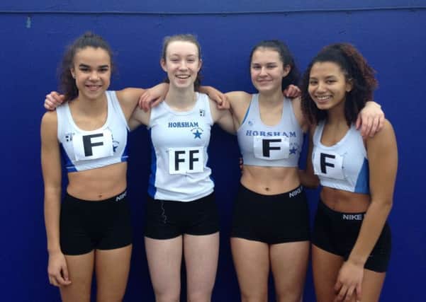Horsham Blue Star under-15 girls team that achieved success in their relay race
