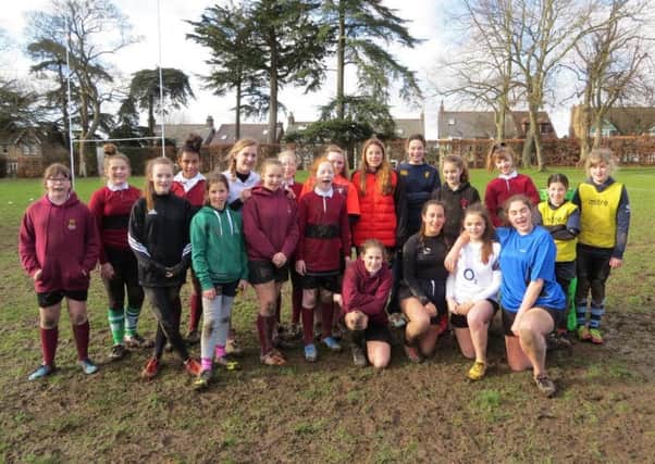 The well-attended girls' rugby session at Chichester RFC