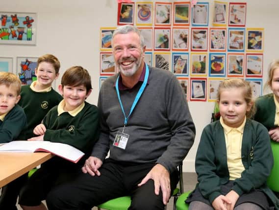 Bill Steele, Local Board member at Lindfield Primary Academy, with some of the children