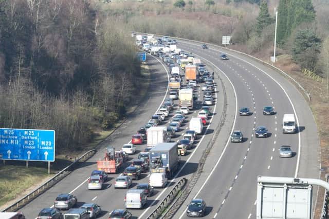 Thousands of cars have been stuck on the M23 since 10.45am.