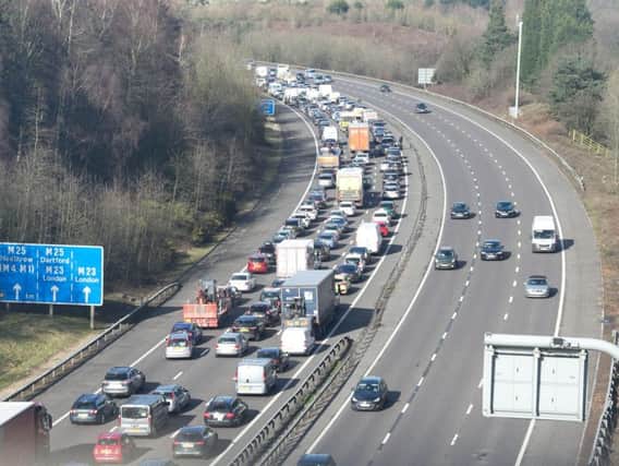 Thousands of cars have been stuck on the M23 since 10.45am.