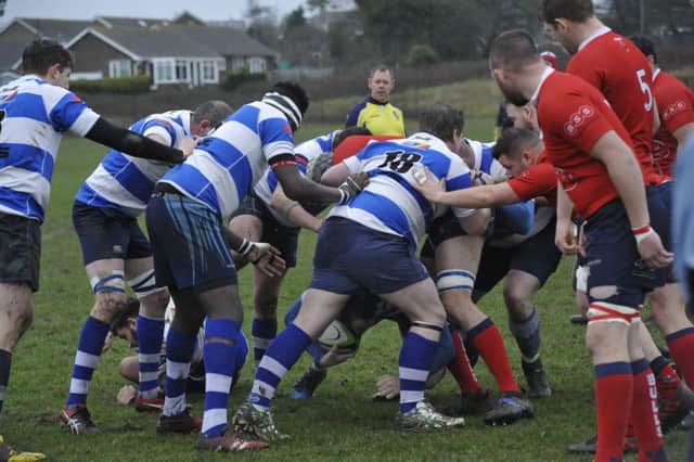 Action from Hastings & Bexhill's most recent game, at home to Aylesford Bulls, on February 3. Picture by Simon Newstead