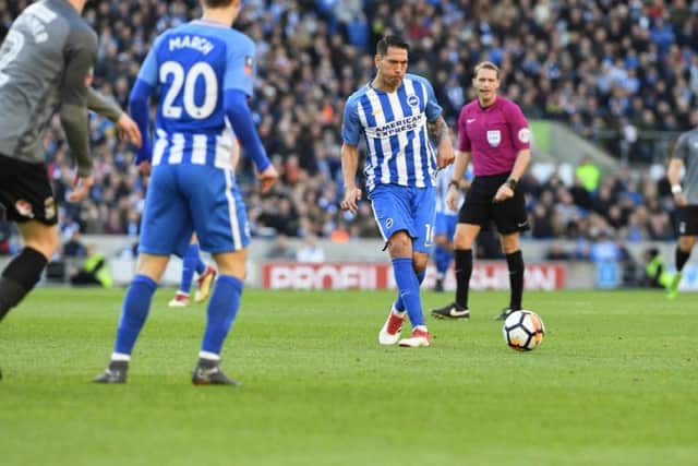 Brighton & Hove Albion's Leonardo Ulloa in action against Coventry City. Picture by PW Sporting Photography