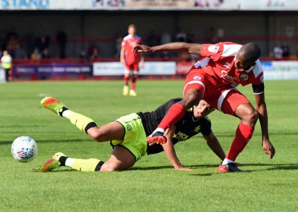 Football - League 2
Crawley Town v Cambridge Utd
Pictured in action  is Crawley Town's Lewis Young.

Picture: Liz Pearce 19/08/2017

LP171008 SUS-170819-205600008