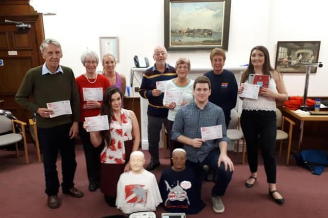 Volunteers at one of the free lifesaving sessions at the town hall