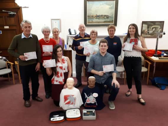 Volunteers at one of the free lifesaving sessions at the town hall