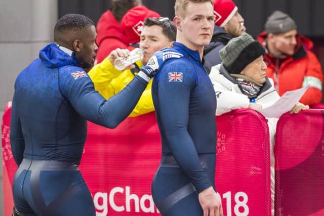 19.02.2018 - Brad Hall & Joel Fearon compete in the two man bobsleigh event at the 2018 Pyeongchang Olympic Games.
Picture by Andy Ryan/Team GB SUS-180219-131239002