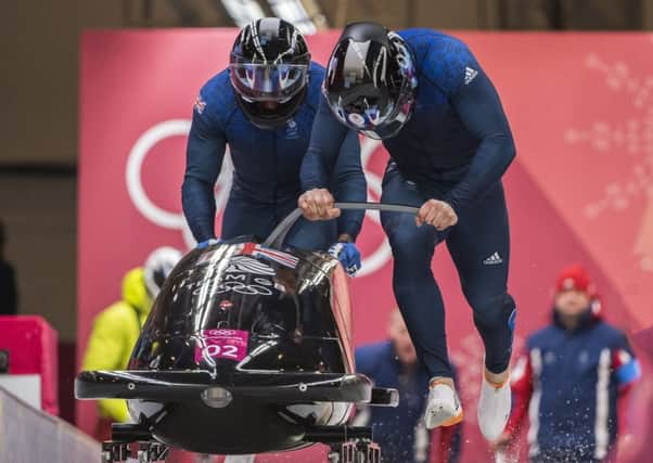 18.02.2018 - Bradley Hall & Joel Fearon compete in the Men's two man bobsleigh at the 2018 Pyeongchang Winter Olympic Games.
Picture by Andy Ryan/Team GB SUS-180219-131341002