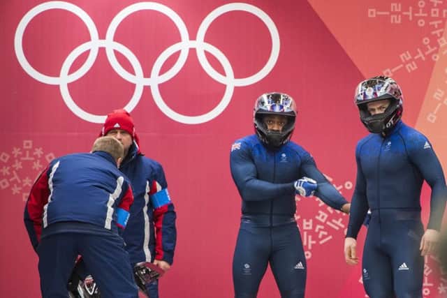 18.02.2018 - Bradley Hall & Joel Fearon compete in the Men's two man bobsleigh at the 2018 Pyeongchang Winter Olympic Games.
Picture by Andy Ryan/Team GB SUS-180219-131250002