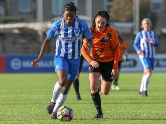 Ini Umotong in action for Albion against London Bees. Picture by Geoff Penn/BHAFC
