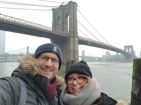 My wife Mandi and I by the Brooklyn Bridge in New York last week