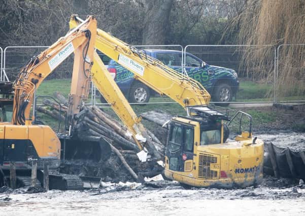 The digger at Brooklands Lake in Worthing. Picture: Eddie Mitchell