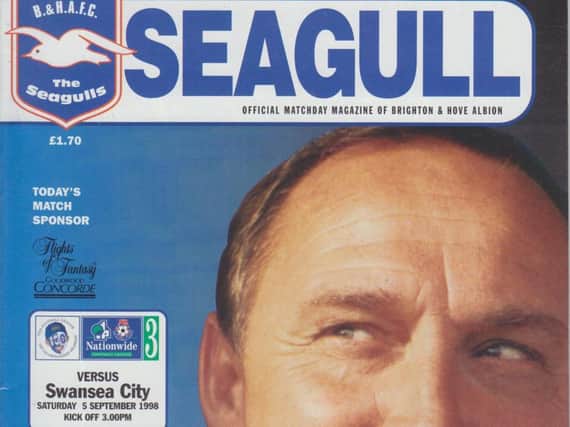 The front cover of the programme from Albion's match with Swansea in 1998.
