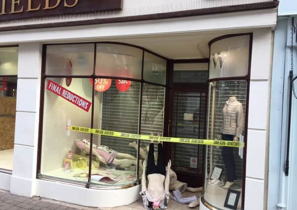 Mannequins strewn all over the floor after break-in at Wakefields.