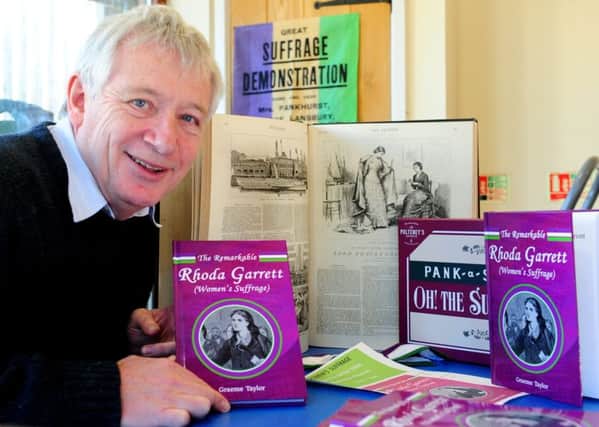 Author Graeme Taylor with his book, The Remarkable Rhoda Garrett, at Rustington Museum ks180065-1