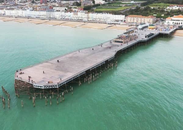 An aerial view of Hastings Pier. Photo by Eddie Mitchell.