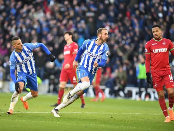 Glenn Murray celebrates his second. Picture by Phil Westlake (PW Sporting Photography)
