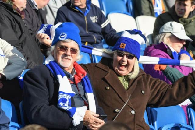 Albion fans pictured at the Amex yesterday. Picture by Phil Westlake (PW Sporting Photography)