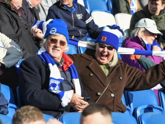 Albion fans pictured at the Amex yesterday. Picture by Phil Westlake (PW Sporting Photography)