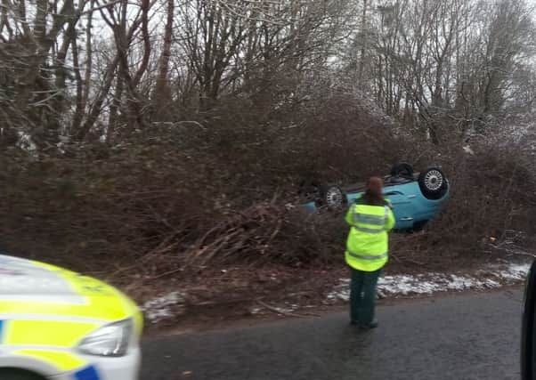 This car was spotted off the road between Washington and Ashington this morning (February 27).
