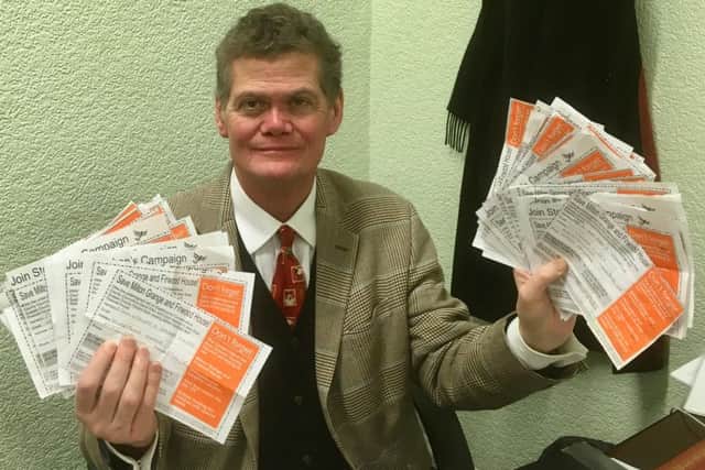 Eastbourne MP Stephen Lloyd with petitions to retain Milton Grange and Firwood House care homes