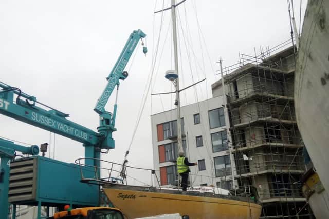 Sussex Yacht Club has been supportive, including helping put the mast into place