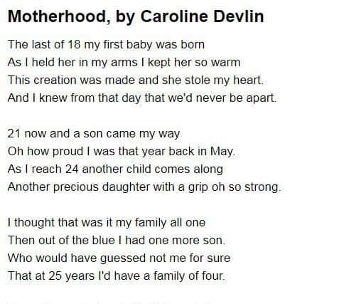 Motherhood, a poem by Caroline Devlin