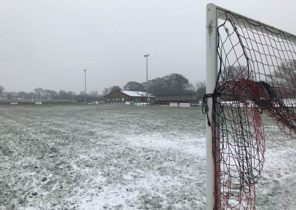 Billingshurst's pitch at Jubilee Fields was under a light dusting of snow this afternoon.