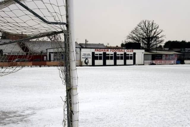 Pagham's pitch shows off its winter look / Picture by Roger Smith