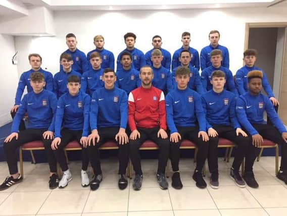 Darin Killpartrick, front centre, with the England Colleges squad