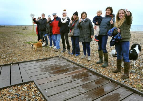Residents at the end of the exisiting boardwalk on Shoreham Beach