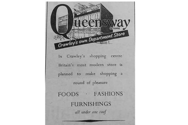 An advert for the Queensway Store