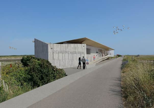 An artist's impression of the new Discovery Centre at Rye Harbour Nature Reserve SUS-180703-113049001