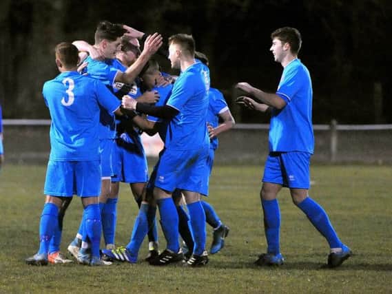 Arundel will be hoping celebrations are after their clash with rivals East Preston on Saturday. Picture by Steve Robards