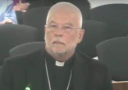 Former Bishop of Chichester John Hind giving evidence at the inquiry