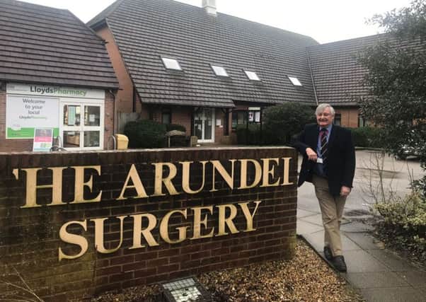 Dr Peter Venn from QVH outside the The Arundel Surgery where the clinic is now based