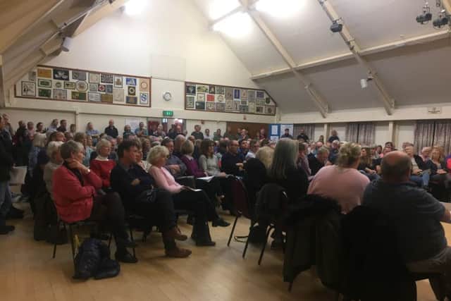 A parish council meeting in November 2017 discussing plans for 500 extra homes for Hassocks