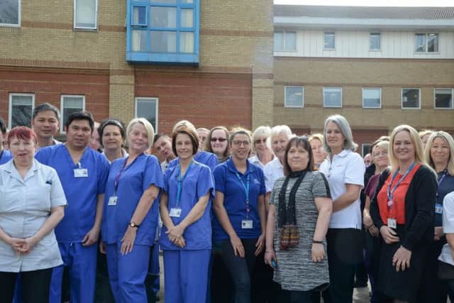 NHS staff celebrating outside Worthing Hospital. Phil Westlake pww_6695