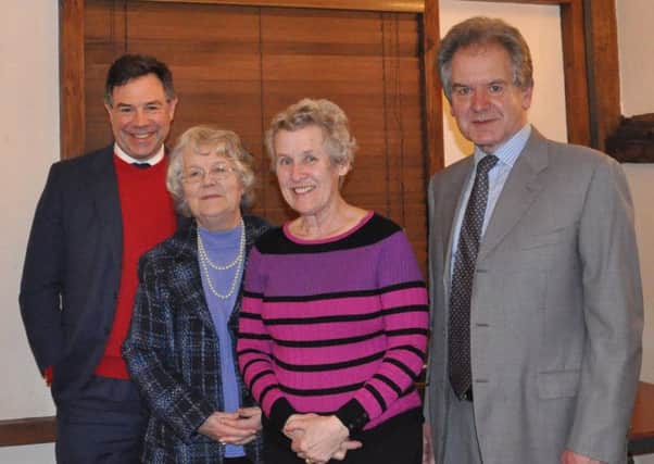 Left to right Jeremy Quin MP. Cllr. Kate Rowbottom, Janet Saunders, secretary of the Horsham
Twinning Association, James Prentice, chairman.