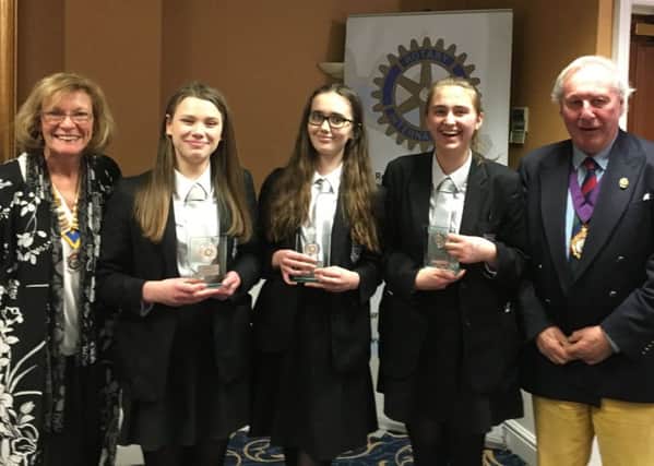 Winners of the local round senior section of the Rotary Youth Speaks competition
