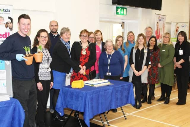 Mayor Jacqui Landriani, carers and staff at the school. Picture: Derek Martin