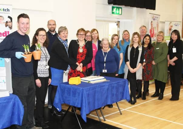 Mayor Jacqui Landriani, carers and staff at the school. Picture: Derek Martin