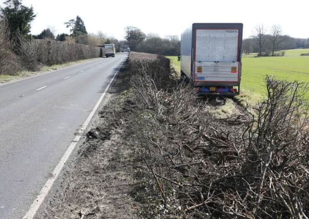 A lorry came off the A272 near Wineham Lane between Bolney and Cowfold. Photo: Eddie Mitchell SUS-180314-111843001