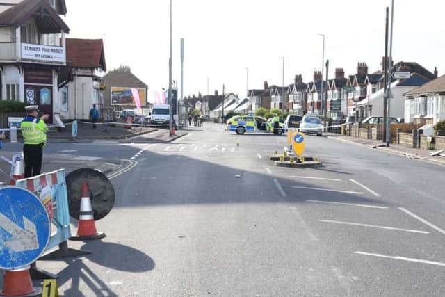 Police investigate the scene of the crash in which Harley Simpson tragically died. Photo courtesy of Sussex Police.