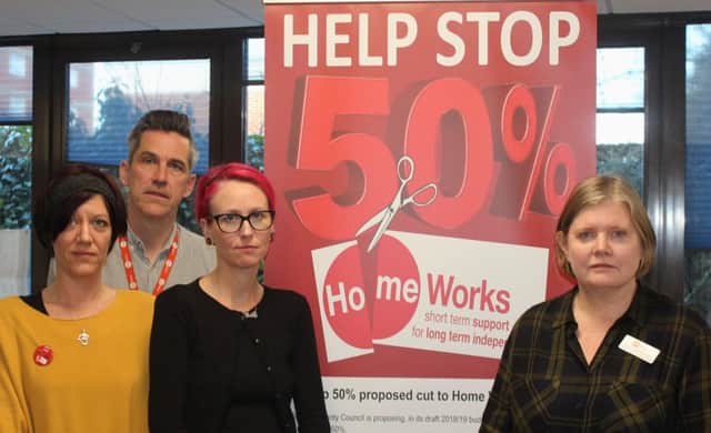Employees of Home Works campaign against the proposed 50 per cent cut to the service SUS-180314-141129001