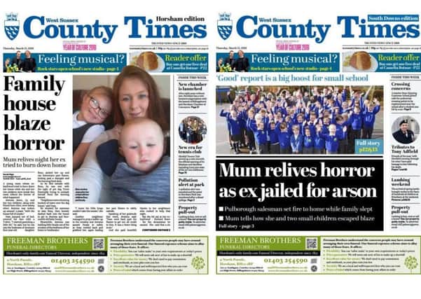 Front pages of the West Sussex County Times (Thursday March 15 edition).