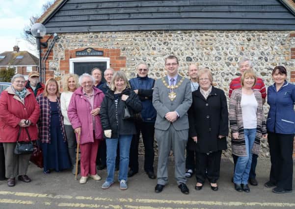 Mayor Alex Harman meets members of the Worthing idiopathic pulmonary fibrosis (IPF) group, attended by Amy Price (fourth from the left)