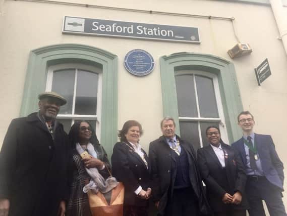 The unveiling at Seaford Railway Station. Photograph by Joe Grahame